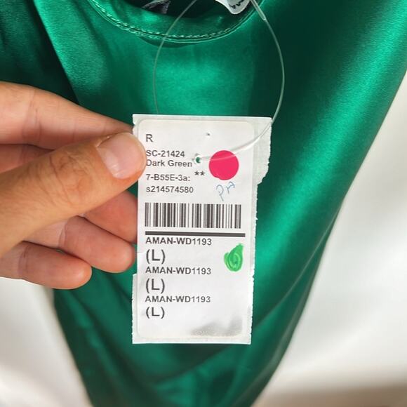 Amanda Uprichard x Revolve Samba Halter Gown Size Large NWT Dark Emerald Green - Picture 3 of 6